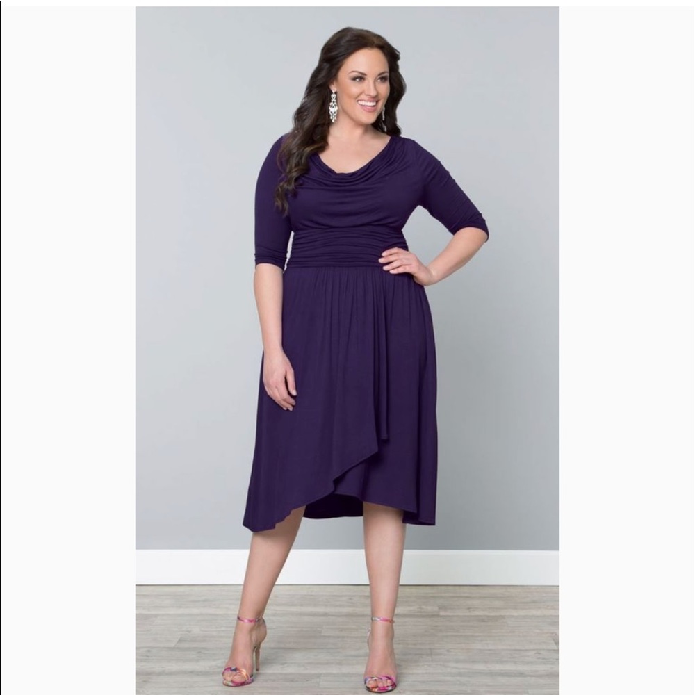 Kiyonna 2x drape neck faux wrap Purple Dress